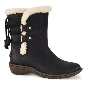 Ugg Akadia Black Boots Sheepskin Fur Lined Size 7